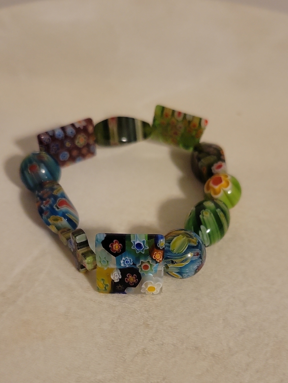 Multicolor Millefiori Glass Bead Stretch Bracelet